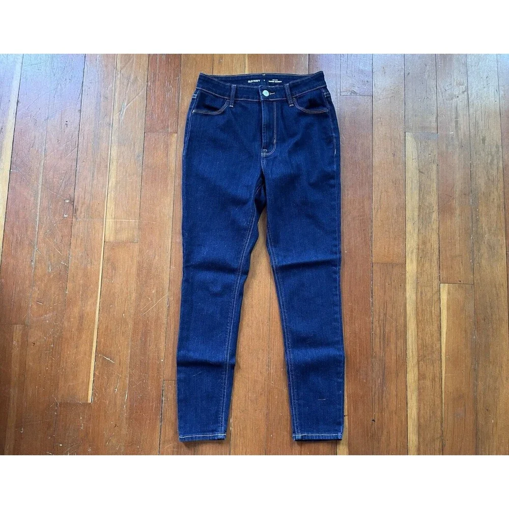 Old Navy Women Jean Pants 2 High Rise Super Skinny Dark Wash Stretch Blue - Picture 3 of 10